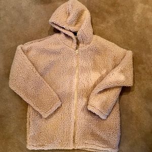 Khaki Sherpa Dull Zip Hoodie